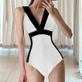 thumbnail image 2 of B91xZ Womens One Piece Swimsuits Color Block Print Athletic Training Swimwear Bathing Suits,White XL, 2 of 4