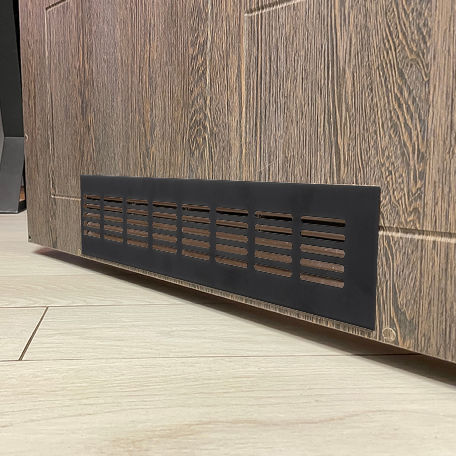 Uxcell 12"x3.2" Rectangle Air Vent Cover 3pcs Door Grille Ventilation Cover Louvered with Screws for Cabinet Black