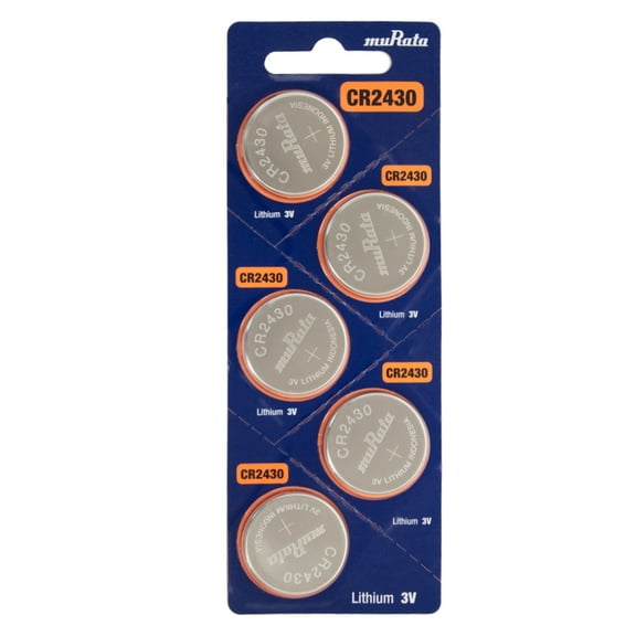 Murata CR2430 Battery 3V Lithium Coin Cell - Replaces Sony CR2430 (5 Batteries)