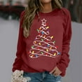 thumbnail image 4 of Christmas Tree Sweatshirts for Women 2025 Long Sleeve Crewneck Casual Holiday Graphic Sweatshirt Pullover Tops, 4 of 5