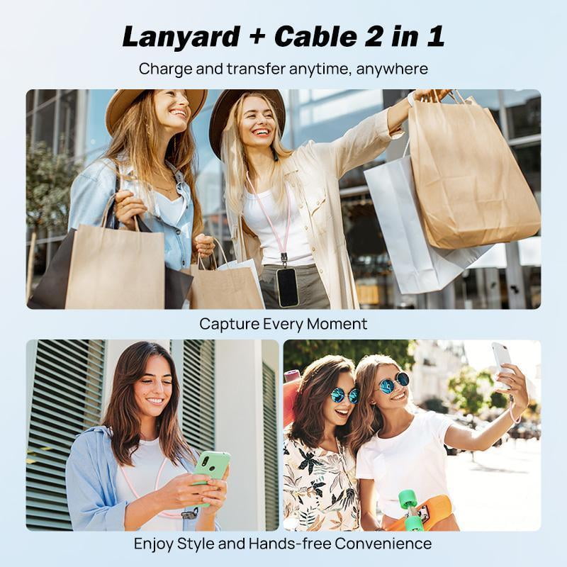 240W USB-C Fast Charging Phone Lanyard | 7mm Nylon | Crossbody/Wrist Strap-YY