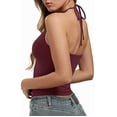 thumbnail image 7 of Womens Summer Tops Backless Tie Neck Double Lined Basic Halter Tops for Women Red L, 7 of 7