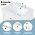 thumbnail image 6 of 24 Inch Bathroom Vanity with Sink, White Bathroom Vanity with 3 Drawers & Cabinet, Soft Close Door with Storage Rack, Modern Vanity for Small Bathroom, Freestanding Design, 6 of 9