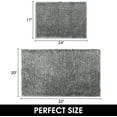 thumbnail image 3 of 2 Pieces Bathroom Rugs, Non Slip Absorbent Velvety-Soft Butter Chenille Bath Mat Set (Grey), 3 of 6