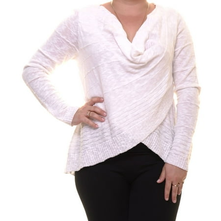 Wash Cotton Sweater - INC International Concepts Women's Long Sleeve Crossover Sweater Size M