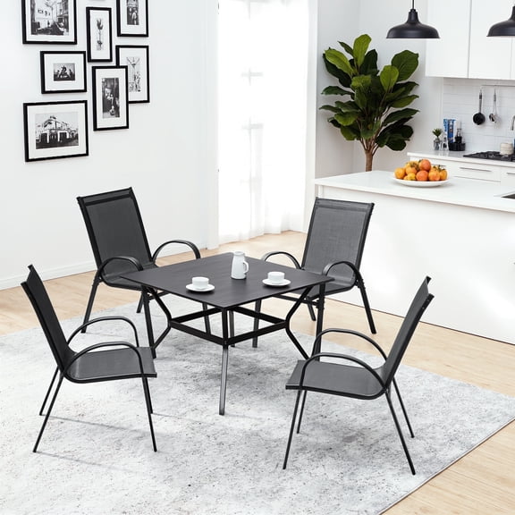 Vineego Dining Chairs Set of 4 Modern Kitchen Dinner Chairs with Metal Legs, Curved Armchairs Accent Chairs, Reading Chair, Bar Office Chair , Black