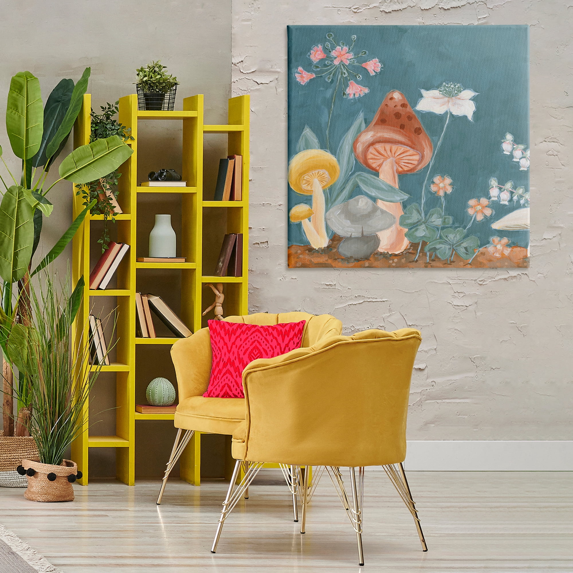 Stupell Industries Forest Floor Mushrooms Plants & Flowers Painting Wrapped Canvas Art Print Wall Art, 36 x 36