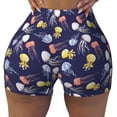 thumbnail image 2 of Logiee Colorful Jellyfish Print Women's Biker Shorts,Workout Gym Shorts,Scrunch Shorts,Tummy Control Hidden Scrunch Running Yoga Shorts-XX-Large, 2 of 8