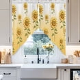 thumbnail image 4 of Swag Curtains Valances for Windows, Watercolor Sunflower Pattern Short Kitchen Window Curtains Over Sink, Gold Green Cafe Curtains Panel Set Of 2,Rod Pocket, 36 Inches Length, 4 of 8