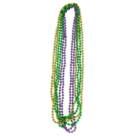 PMU Bachelorette Beads 33 Inch Gold, Green and Purple Metallic 12pcs
