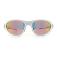 thumbnail image 5 of Y2K Oval Wrap Around Plastic Fancy Metal Arm Sunglasses White - Orange Mirror, 5 of 8