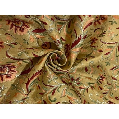 Brocade fabric EMBROIDERED multi floral color 44" wide BRO764[4]