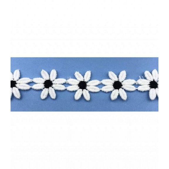 Trimplace White/Black 1" Daisy Venice Lace
