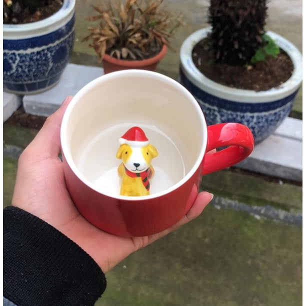 Taza de Navidad café leche desayuno taza muñeco de nieve Santa Claus dibujos animados cerámica taza 3D Animal Navidad regalo taza para amigo familia Adepaton 2030070-8