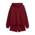 thumbnail image 3 of Track Suits for Women Set Long Sleeve Pullover Hoodie and Shorts 2 Piece Matching Set Sweat Shorts Sets Loungewear, 3 of 3