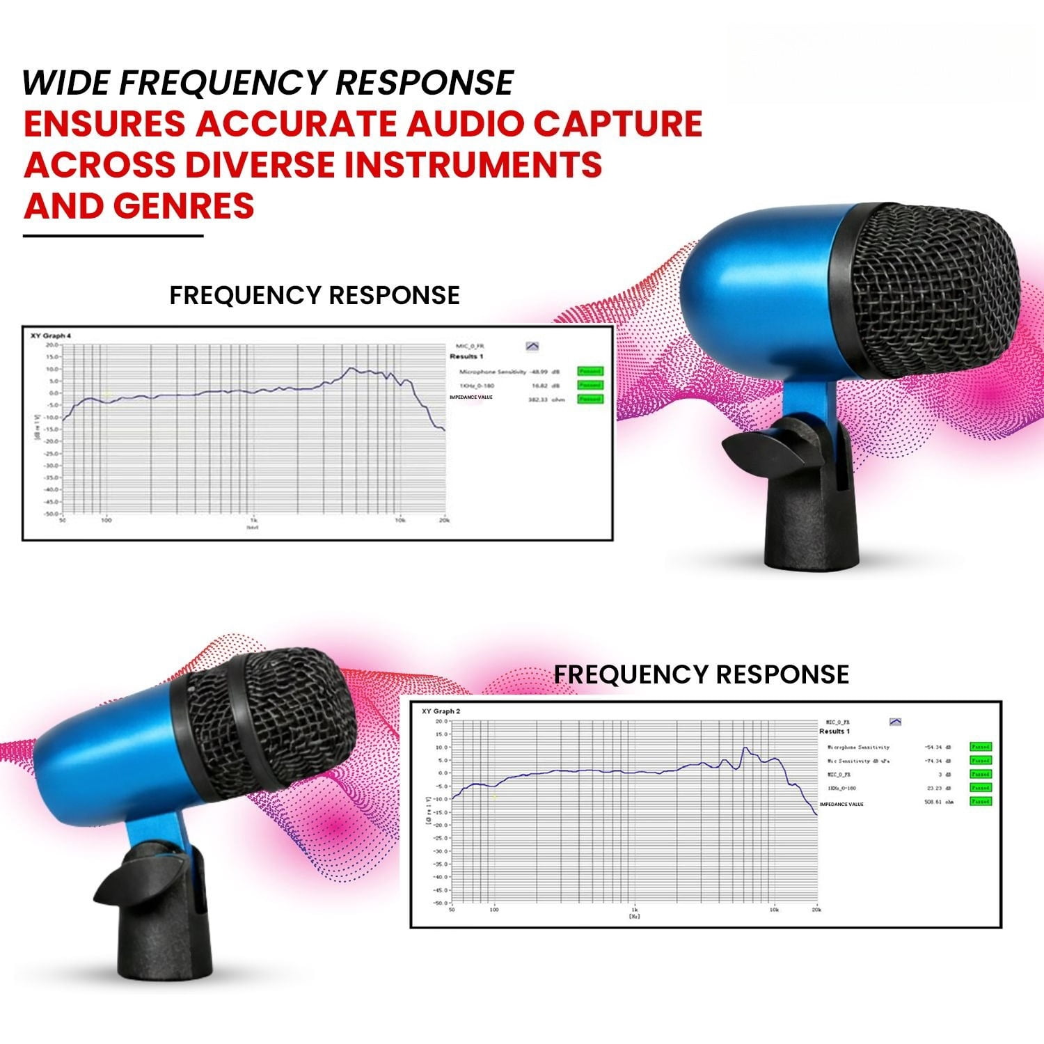 Bass Microphone, Portable Microphone, Clip-on Microphone, with Desktop Stand and XLR Interface, Suitable for Recording Studios and Concerts