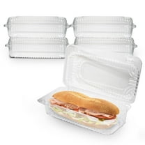 MT Products OPS Plastic Hoagie Container 8.5" x 4.5" x 2" - Clear Plastic Take Out Containers - Pack of 40