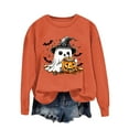thumbnail image 2 of Jsaierl Women's Halloween Sweatshirts Plus Size Pumpkin Ghost Graphic Sweatshirt Classic Crewneck T-shirt Long Sleeve Tunic Pullover Tops Halloween Party Supplies, 2 of 3
