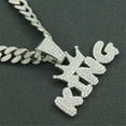 thumbnail image 3 of Men Women Hip Hop Little Crown Letters KING Pendant Necklace with 13mm Crystal Cuban Chain HipHop Iced Out Bling Necklaces Fashion Charm Jewelry, 3 of 7