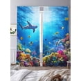 thumbnail image 4 of Summer Marine Life Sheer Curtains 84 Inch Long 2 Panels, Ocean Shark Turtle Coral Light Filtering Rod Pocket Curtains, Sheer Voile Drapes for Living Room Bedroom, 52"x84", 4 of 8