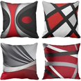 thumbnail image 1 of Set of 4 Pillowcases Modern Abstract Red Stripes Gray Black White Acrylic Bold Decorative Cushion Covers Home Decor 20x20 Inch, 1 of 5