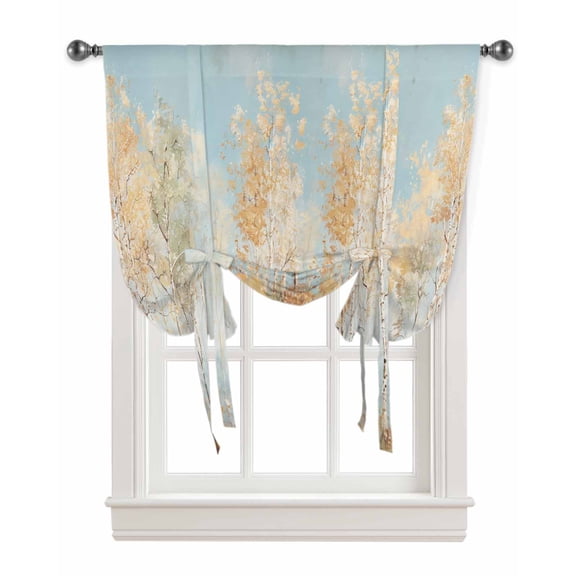 Orange Blue Vintage Tie Up Curtains for Kitchen Bathroom Bedroom Windows 63 Inch Length, Modern Abstract Art Oil Paiting Balloon Drape Curtains Shade Rod Pocket Drapery Curtain Panel, 46"x63"