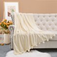 thumbnail image 3 of Home Soft Things Pompom Flannel Fleece Throw Burnt Orange 60'' x 80'', 3 of 5