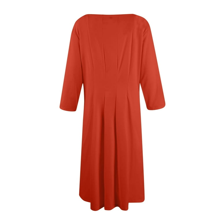 LISTHA Women's A-Line Swing Midi Dress 3/4 Sleeve Casual Formal Saffron L -  Walmart.com