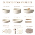 thumbnail image 2 of CAROTE 24-Piece Nonstick Cookware Set, Pots and Pans Set with Detachable Handle, Induction Compatible, Oven & Dishwasher Safe, White, 2 of 8