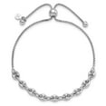 thumbnail image 2 of Diamond2Deal 925 Sterling Silver Rhodium-plated Fancy Adjustable Chain Bracelet for Women, 2 of 6
