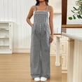 thumbnail image 5 of Hvyesh Women's Maternity Overalls Plaid Print Sleeveless Rompers Wide Leg Y2K Pregnancy Jumpsuits, 5 of 7
