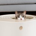 thumbnail image 4 of TRAHOO-USA Top Entry Cat Litter Box with Scoop - Large - Stylish Enclosed Round Oval Kitty Dog Proof Box, Litiere Pour Chat Bac - White/Beige, 4 of 4
