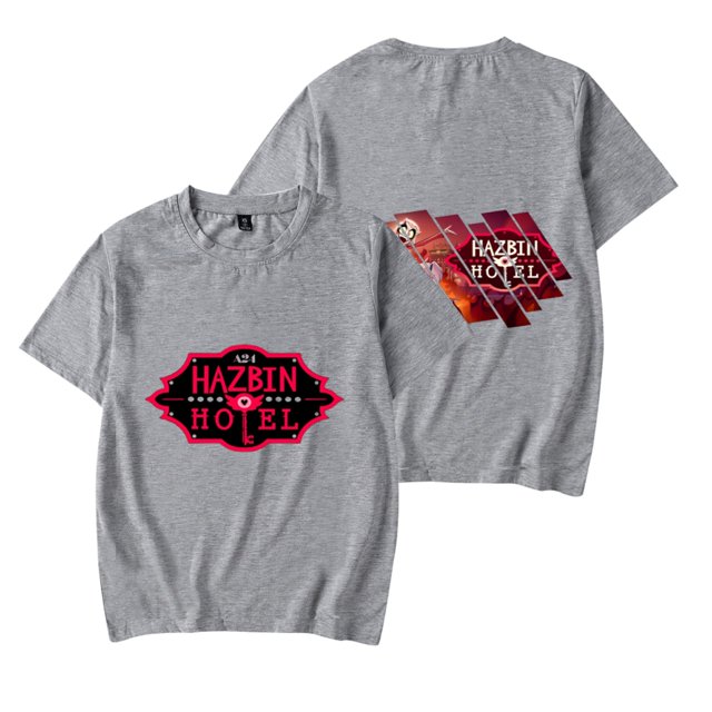Hazbin Hotel Unisex Impreso Camiseta de Manga Corta Unisex Loose Casual Top de manga corta Gris/M