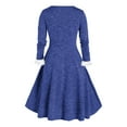 thumbnail image 3 of Holloyiver Christmas Women's Solid Color Dress Button V-Neck Long SleeveHair Collar S-2XL, 3 of 5