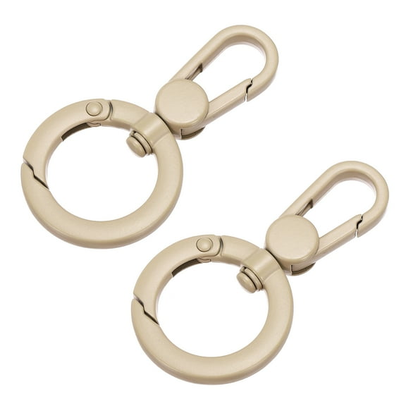 Uxcell 2 Pcs Double Opening Snap Hooks Swivel Keychain Clasp Clips Metal Swivel Lobster Claw Clasp for Jewelry Making Crafts Backpack Bag Strap  Phone Case, Light Brown