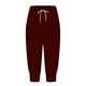 thumbnail image 4 of Pantalones capri casuales de color liso y cintura alta para mujer - Poliéster, diseño con cordón, ajuste cómodo, tallas S-XXL, adecuados para todas las ocasiones, 4 of 6