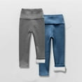 thumbnail image 2 of SGFCWSX Girls Leggings Winter High Waist Legging Pants Soft Solid Color Fleece Lining Elastic Thermal Pants Black Size 4 Years, 2 of 3