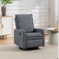 thumbnail image 2 of Leumius Swivel Rocking Chair,Manual Upholstered Glider Recliner Rocking Chair for Nursery and Living Room,Gray, 2 of 12