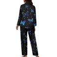 thumbnail image 2 of Renewold Blue Butterfly Stars Nightwear for Women 2 Pack Polyester Daily Wear Pajama Button T- Shirt & Pants Set Comfort Scoop Neck Jogger Athletic Clothing Loose Size M, 2 of 6