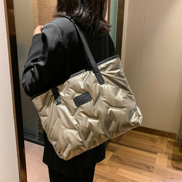 CHAMAIR Nylon Shoulder Bag Soft Large Capacity Cotton-padded Bag