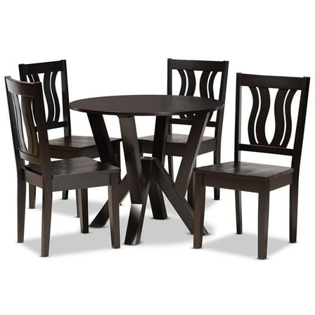 Bowery Hill Transitional Dark Brown Finished Wood 5-Piece Dining Set