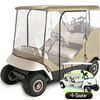 WATERPROOF SUPERIOR BEIGE AND TRANSPARENT GOLF CART COVER COVERS ENCLOSURE CLUB CAR, EZGO, YAMAHA, FITS MOST FOUR-PERSON GOLF CARTS