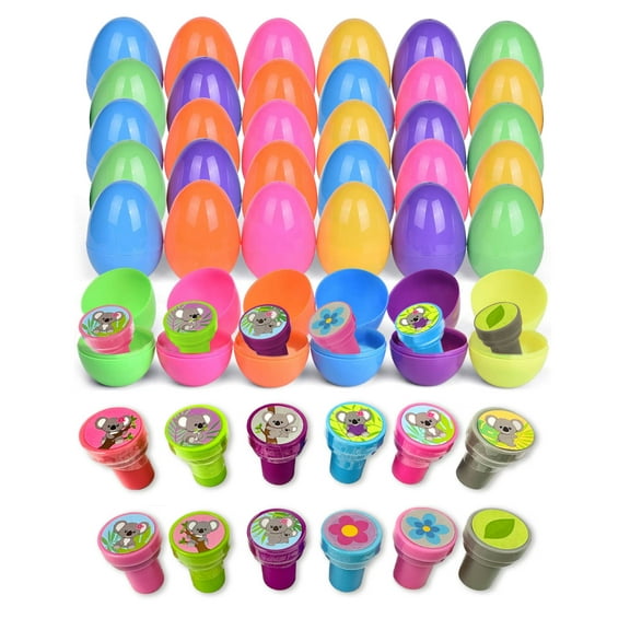 Tinymills 36 Pack Easter Eggs with Koala Stamps for Kids, Easter, Goodie Bags Stuffer, Church