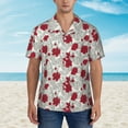 thumbnail image 2 of JUNZAN Leaves And Anemone Flowers In Red Grey Pattern Hawaiian Shirt for Men,Summer Beach Casual Short Sleeve Button Down Shirts-Medium, 2 of 5
