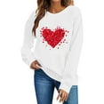 thumbnail image 6 of FAWUUDO Womens Sweet Valentines Crewneck Pullover Loose Fit Long Sleeve Heart Print Graphic Sweatshirt Casual Cozy Romantic Holiday Wear White XS, 6 of 7