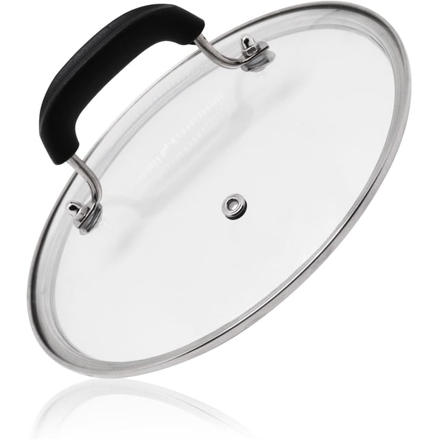 SWZHAI 8.5 Inch Pan Lid, Tempered Glass Lid, Universal Pot Lids for Cooking, Designed with Steam Vent Hole and Heat Resistant Handle