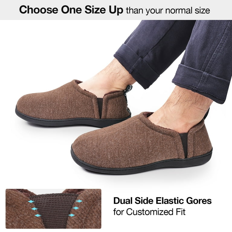 Snug Leaves Men s Fuzzy Wool Felt Memory Foam Slippers Anti Slip