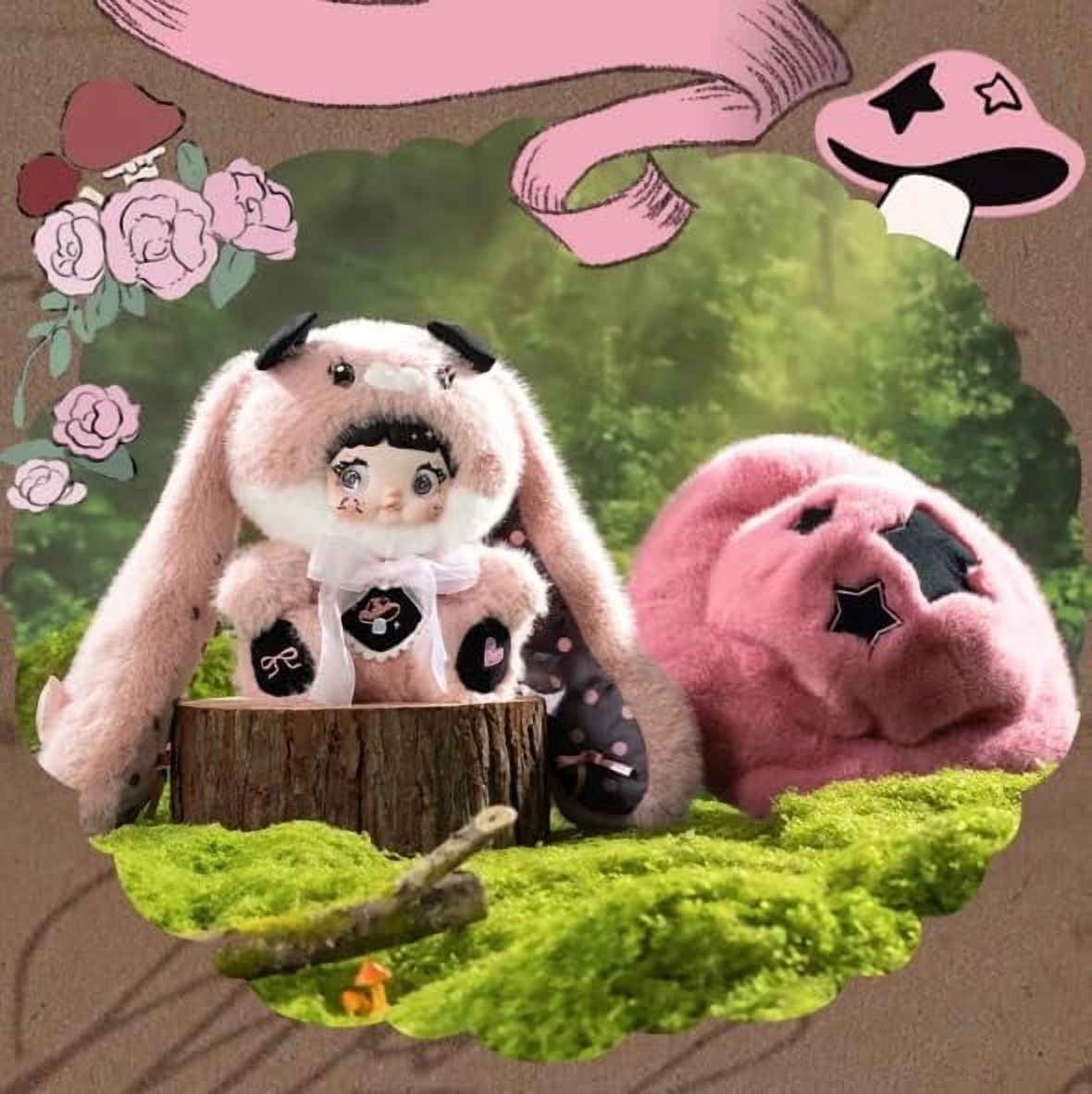 Nommi Mushroom Hat Series Plush Blind Box, 400% Big Nommi Bunny Mushroom Cap Series Kawaii Nommi Rabbit Plushie Toys Figure Doll, Cute Xmas Collectible Toy Birthday Gift for Girls(1PC Random)