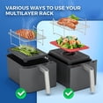thumbnail image 3 of SURJDE Air Fryer Rack for Ninja Foodi DZ201/DZ401 | Stainless Steel Multi-Layer Rectangle Stackable Dehydrator Rack | Accessories Compatible with Ninja Foodi DZ201/401 Double Basket Air Fryers, 3 of 7