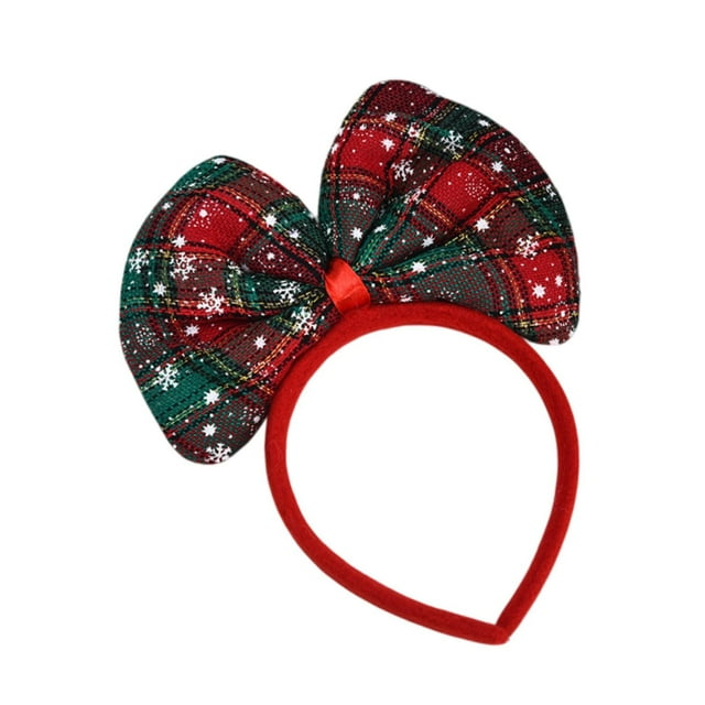 Diadema con Lazo Navideño Jinwen Accesorio para el Cabello Cuadrícula Roja y Verde